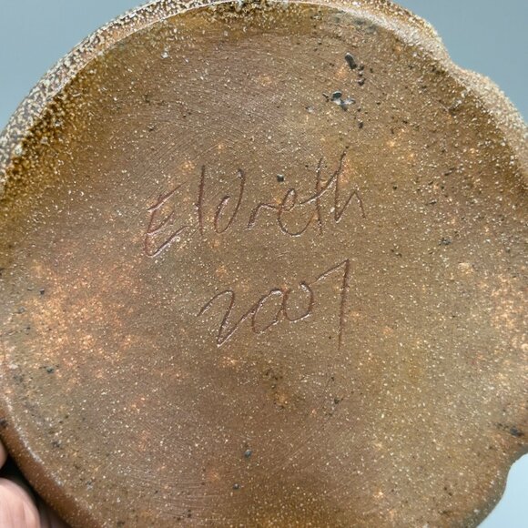 Signed Eldreth Pottery 2007 Brown Salt Glazed Stoneware Crock w/ Lid Hand Thrown - Picture 7 of 9